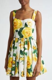 Dolce Gabbana Floral pleated cotton minidress at Nordstrom