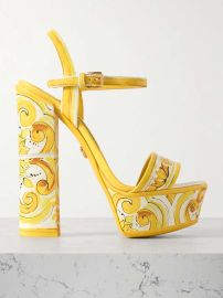 Dolce Gabbana Formal Tile Print Leather Platform Sandals at Net a Porter