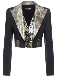 Dolce Gabbana Jacquard Cropped Blazer Jacket at Farfetch