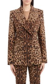 Dolce Gabbana Leopard Print Double Breasted Stretch Wool Blazer at Nordstrom