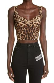 Dolce Gabbana Leopard Print Silk Blend Charmeuse Bustier Top at Nordstrom