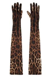 Dolce Gabbana Leopard Print Stretch Silk Gloves at Nordstrom