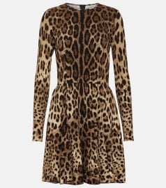 Dolce Gabbana Leopard print Stretch satin Mini Dress at Mytheresa