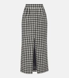 Dolce Gabbana Macro Houndstooth Long Wool Cotton Skirt at Mytheresa