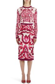 Dolce Gabbana Majolica Long Sleeve Dress at Nordstrom