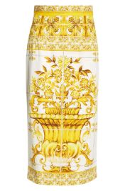 Dolce Gabbana Majolica Stretch Silk Pencil Skirt at Nordstrom