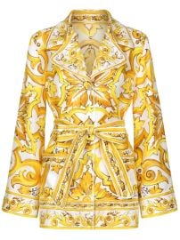 Dolce Gabbana Majolica print belted shirt at Farfetch