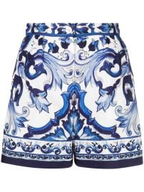 Dolce Gabbana Majolica print cotton shorts at Farfetch