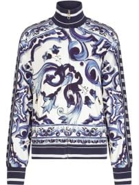 Dolce Gabbana Majolica print zip up sweatshirt at Farfetch