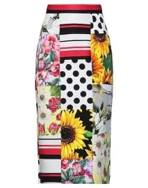 Dolce Gabbana Mix Print Midi Skirt at Yoox