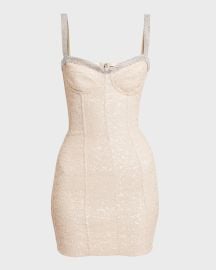 Dolce Gabbana Paillette Embellished Mini Dress with Crystal Trim at Neiman Marcus