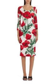 Dolce Gabbana Poppy Print Silk Charmeuse Dress at Nordstrom