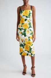 Dolce Gabbana Rose Print Charmeuse Midi Dress at Nordstrom