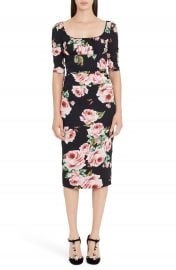 Dolce Gabbana Rose Print Stretch Silk Dress at Nordstrom