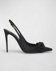 Dolce Gabbana Satin Bow Slingback Pumps at Neiman Marcus