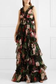 Dolce Gabbana Shirred Floral Print Silk Chiffon Gown at Net a Porter