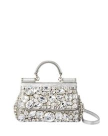 Dolce Gabbana Small Sicily Bag with All Over Gemstone Embellishment at Bloomingdales