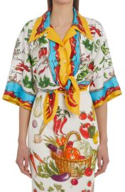 Dolce Gabbana Vegetable Print Handkerchief Hem Silk Button-Up Shirt at Nordstrom