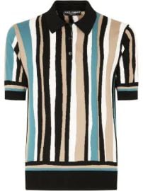 Dolce Gabbana Vertical Stripe Short Sleeve Polo Shirt at Farfetch