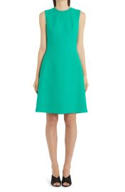 Dolce Gabbana Wool Crepe A-Line Dress in V7347 Verde  at Nordstrom