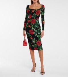 Dolce amp Gabbana - Printed stretch-silk midi dress at Mytheresa