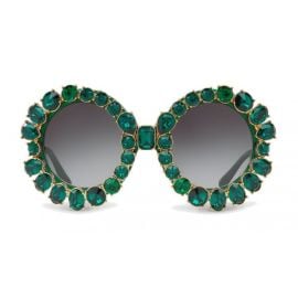 Dolce amp Gabbana - Round Sunglasses with Colored Crystals - Green - Dolce amp Gabbana Eyewear - Avvenice at Avvenice