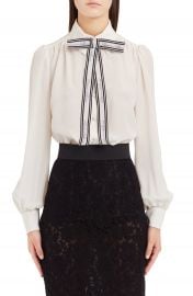 Dolce amp Gabbana Bow Neck Silk Cr  pe de Chine Blouse at Nordstrom