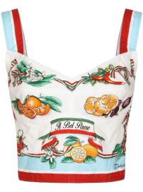 Dolce amp Gabbana Calendar-print Poplin Corset - at Farfetch
