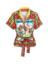 Dolce amp Gabbana Carretto Print Belted Shirt ndash at Cettire