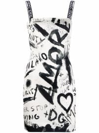 Dolce amp Gabbana DG Graffiti Print Charmeuse Minidress - at Farfetch