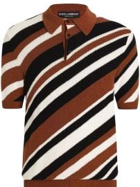 Dolce amp Gabbana Knitted Polo Shirt Brown at Farfetch
