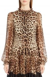 Dolce amp Gabbana Leopard Print Stretch Cady Blouse   Nordstrom at Nordstrom