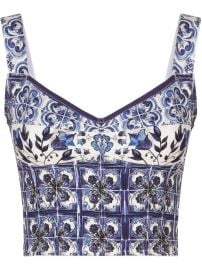 Dolce amp Gabbana Majolica-print Corset Top - at Farfetch