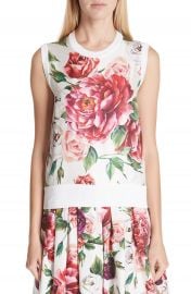 Dolce amp Gabbana Peony Print Silk Shell at Nordstrom