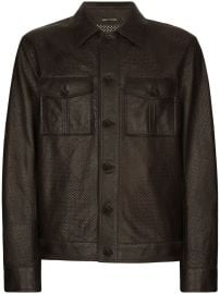 Dolce amp Gabbana Perforated Leather Shirt Jacket - Farfetch at Farfetch