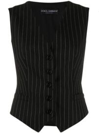 Dolce amp Gabbana Pinstripe Button Waistcoat Ss20  com at Farfetch