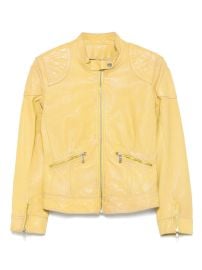 Dolce amp Gabbana Pre-Owned 2000s Leather Jacket Yellow at Farfetch