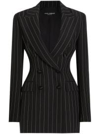 Dolce amp Gabbana Striped double-breasted Blazer Black at Farfetch