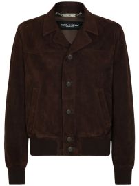 Dolce amp Gabbana Suede Bomber Jacket Brown at Farfetch