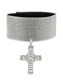 Dolce amp Gabbana Wide Crystal Pendant Choker Necklace - at Farfetch