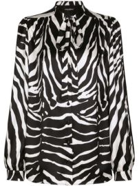 Dolce amp Gabbana Zebra Print pussy-bow Collar Shirt - at Farfetch