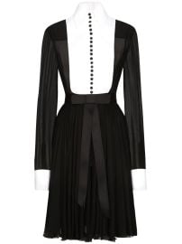 Dolce amp Gabbana bib-collar silk-blend Shirtdress Black at Farfetch