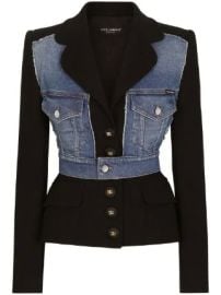 Dolce amp Gabbana denim-panelled Blazer Jacket - at Farfetch