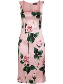 Dolce amp Gabbana floral-print Midi Dress Pink at Farfetch