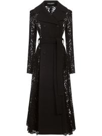 Dolce amp Gabbana lace-detail double-breasted Coat Black at Farfetch