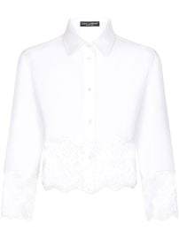 Dolce amp Gabbana lace-insert Cropped Poplin Shirt - at Farfetch