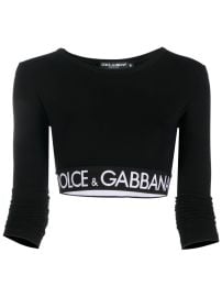 Dolce amp Gabbana logo-band Crop Top Black at Farfetch