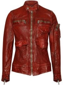 Dolce amp Gabbana multi-pocket Leather Jacket Red at Farfetch