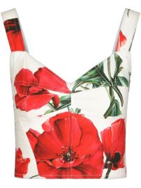 Dolce amp Gabbana poppy-print Bodice Top - at Farfetch