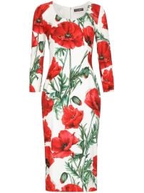 Dolce amp Gabbana poppy-print Midi Dress - at Farfetch